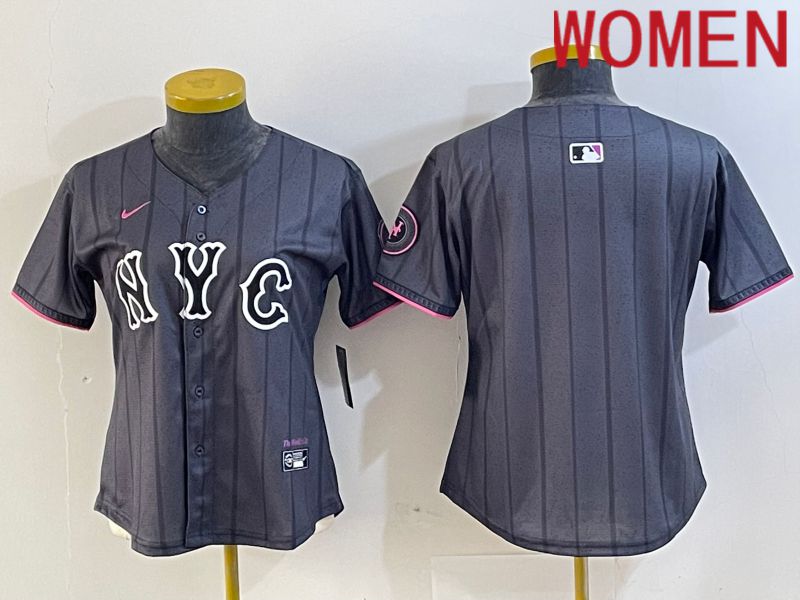 Women New York Mets Blank Black City Edition 2024 Nike MLB Jersey style 1->women mlb jersey->Women Jersey